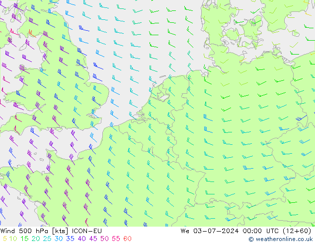 Wind 500 hPa ICON-EU wo 03.07.2024 00 UTC