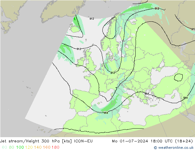 高速氣流 ICON-EU 星期一 01.07.2024 18 UTC