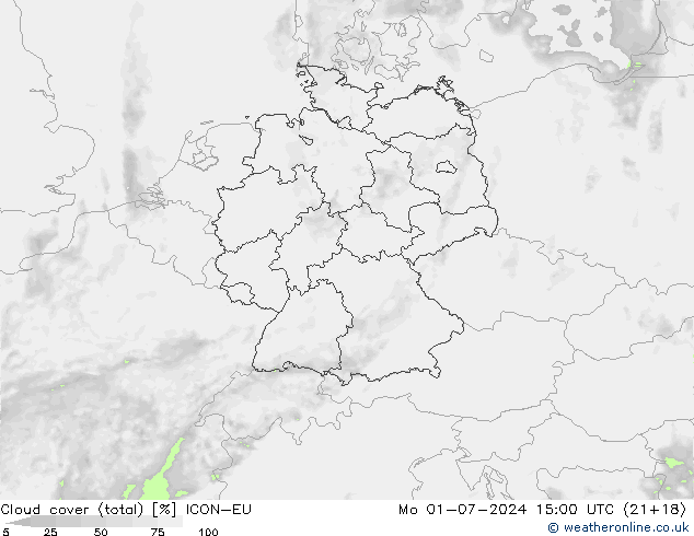 Bewolking (Totaal) ICON-EU ma 01.07.2024 15 UTC