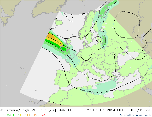 Straalstroom ICON-EU wo 03.07.2024 00 UTC