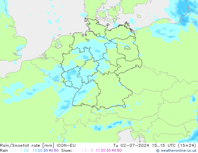 Regen/Sneeuwval ICON-EU di 02.07.2024 15 UTC