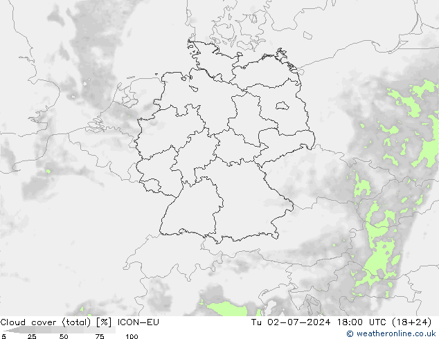 Bewolking (Totaal) ICON-EU di 02.07.2024 18 UTC