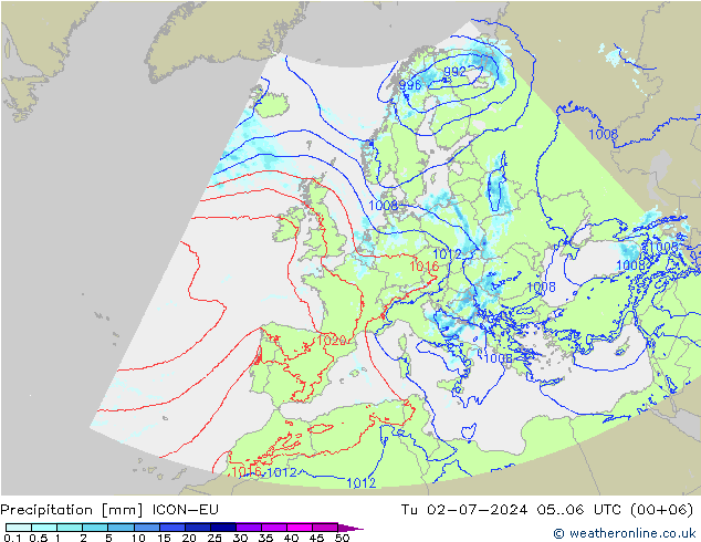Neerslag ICON-EU di 02.07.2024 06 UTC