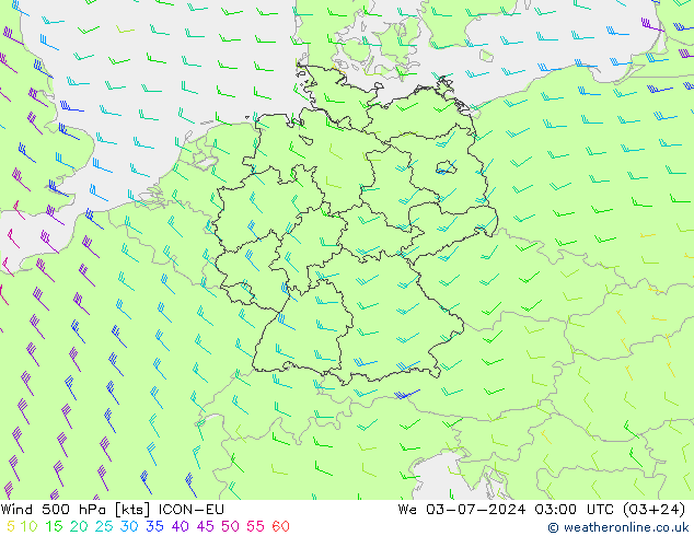 Wind 500 hPa ICON-EU wo 03.07.2024 03 UTC