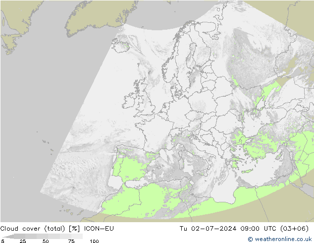 云 (总) ICON-EU 星期二 02.07.2024 09 UTC