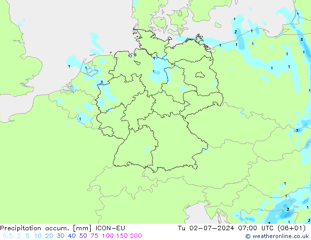 Totale neerslag ICON-EU di 02.07.2024 07 UTC