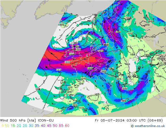 Wind 500 hPa ICON-EU vr 05.07.2024 03 UTC