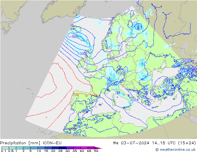 Neerslag ICON-EU wo 03.07.2024 15 UTC