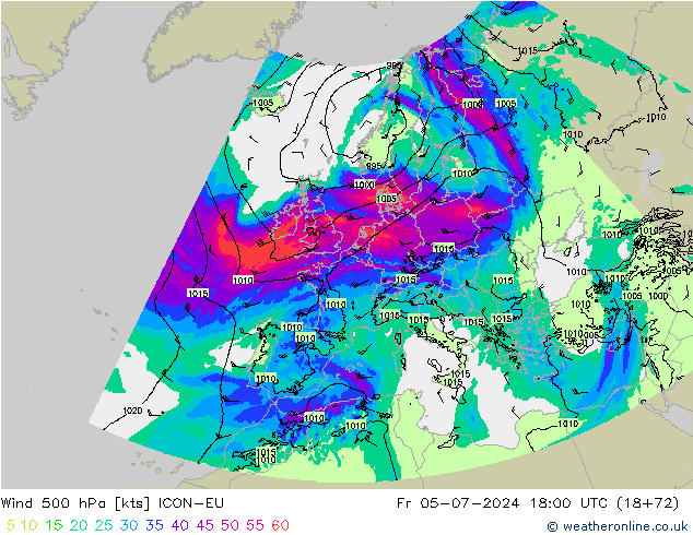 Wind 500 hPa ICON-EU vr 05.07.2024 18 UTC