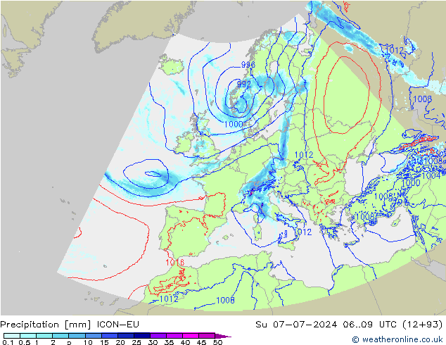 Neerslag ICON-EU zo 07.07.2024 09 UTC