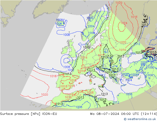 Luchtdruk (Grond) ICON-EU ma 08.07.2024 06 UTC