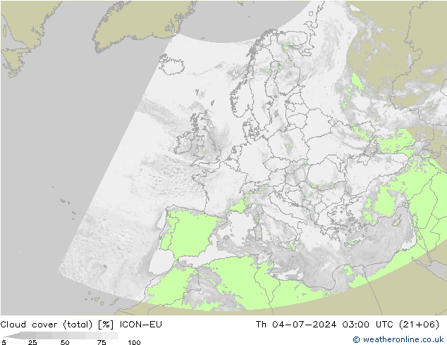 Bewolking (Totaal) ICON-EU do 04.07.2024 03 UTC