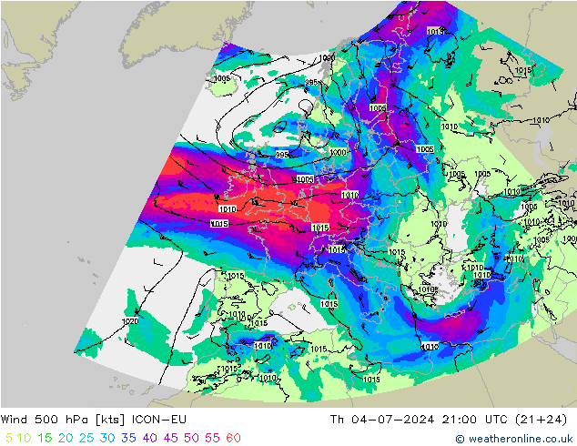 Wind 500 hPa ICON-EU do 04.07.2024 21 UTC