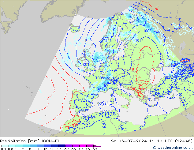 降水 ICON-EU 星期六 06.07.2024 12 UTC