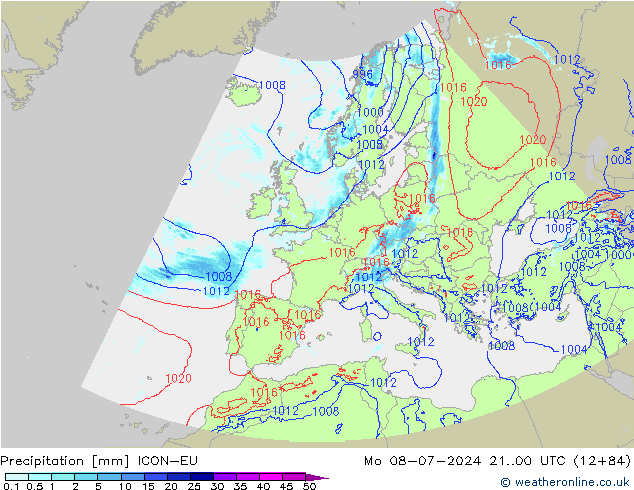 降水 ICON-EU 星期一 08.07.2024 00 UTC