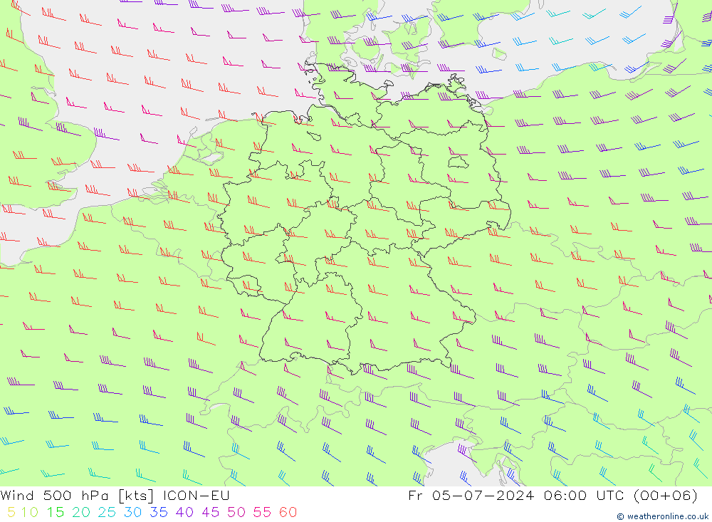 风 500 hPa ICON-EU 星期五 05.07.2024 06 UTC