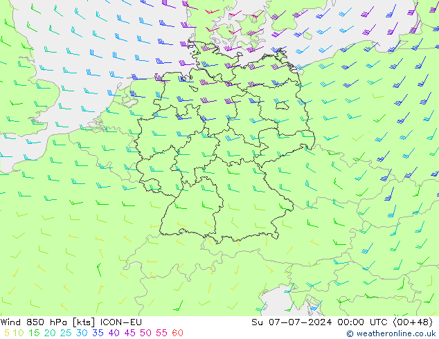 风 850 hPa ICON-EU 星期日 07.07.2024 00 UTC
