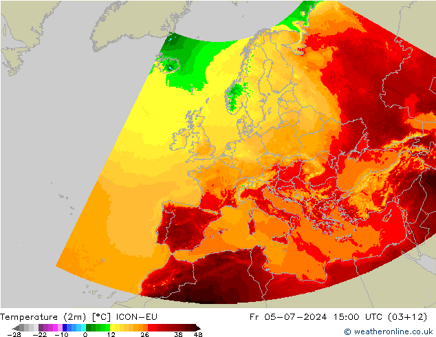 温度图 ICON-EU 星期五 05.07.2024 15 UTC