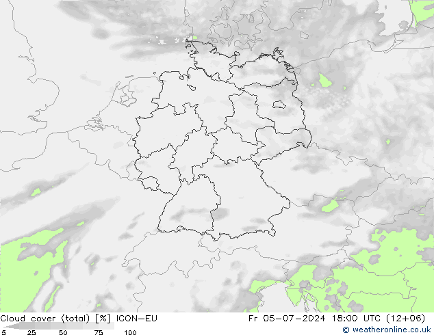 Bewolking (Totaal) ICON-EU vr 05.07.2024 18 UTC