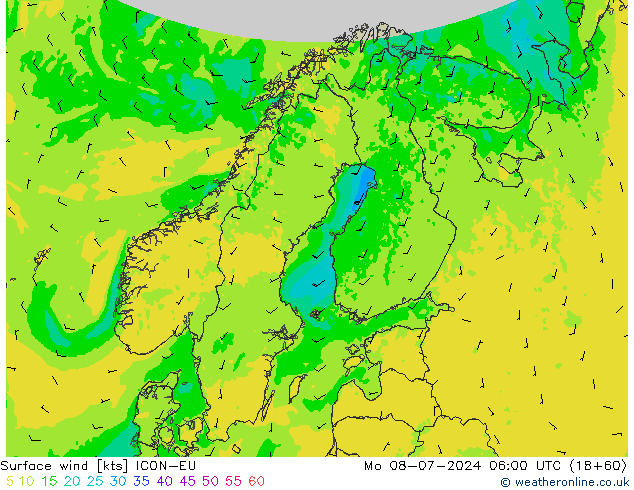 风 10 米 ICON-EU 星期一 08.07.2024 06 UTC