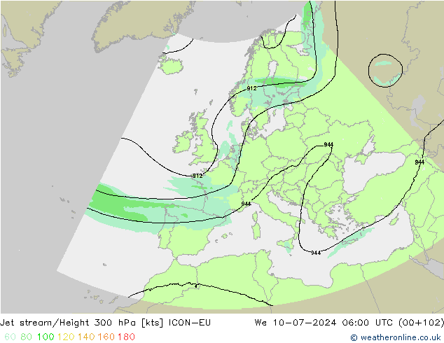 Straalstroom ICON-EU wo 10.07.2024 06 UTC