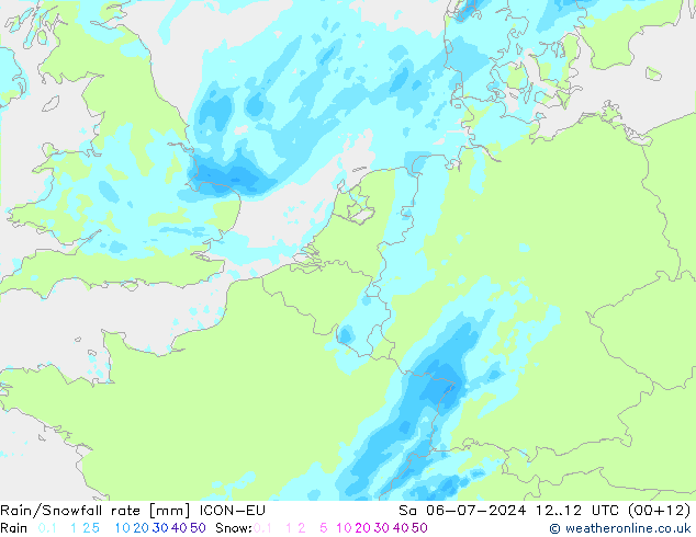 Regen/Sneeuwval ICON-EU za 06.07.2024 12 UTC