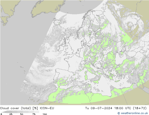 云 (总) ICON-EU 星期二 09.07.2024 18 UTC