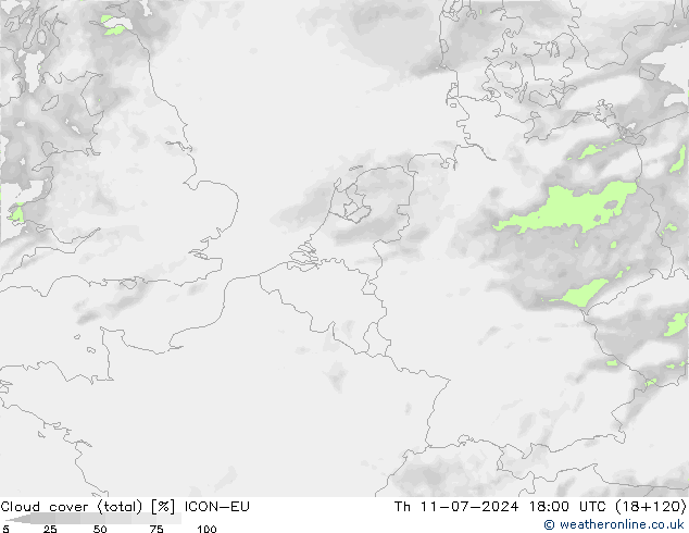 Bewolking (Totaal) ICON-EU do 11.07.2024 18 UTC