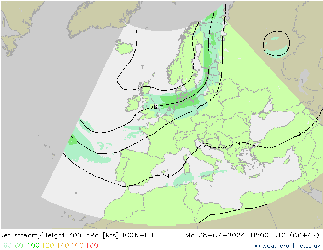高速氣流 ICON-EU 星期一 08.07.2024 18 UTC