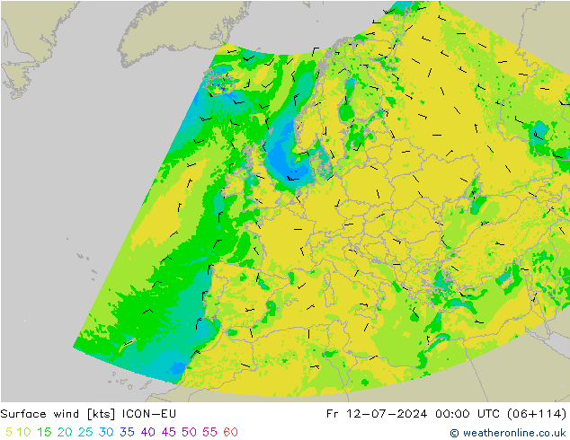 风 10 米 ICON-EU 星期五 12.07.2024 00 UTC