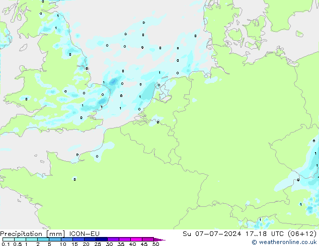 降水 ICON-EU 星期日 07.07.2024 18 UTC