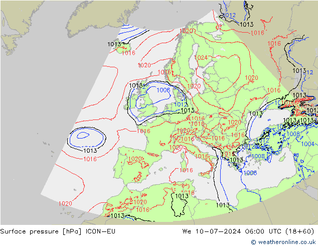 Luchtdruk (Grond) ICON-EU wo 10.07.2024 06 UTC