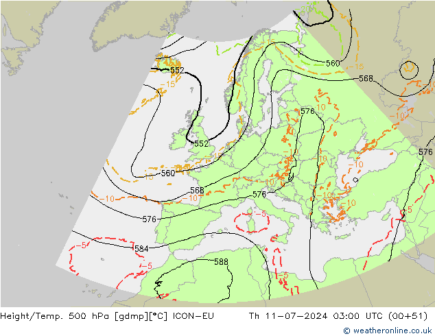 Hoogte/Temp. 500 hPa ICON-EU do 11.07.2024 03 UTC