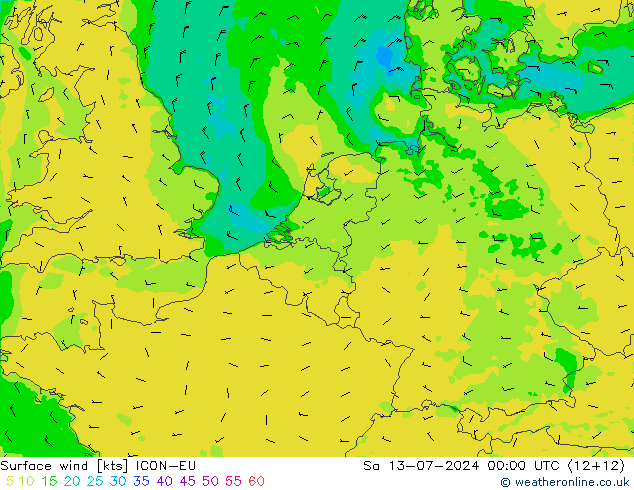 风 10 米 ICON-EU 星期六 13.07.2024 00 UTC