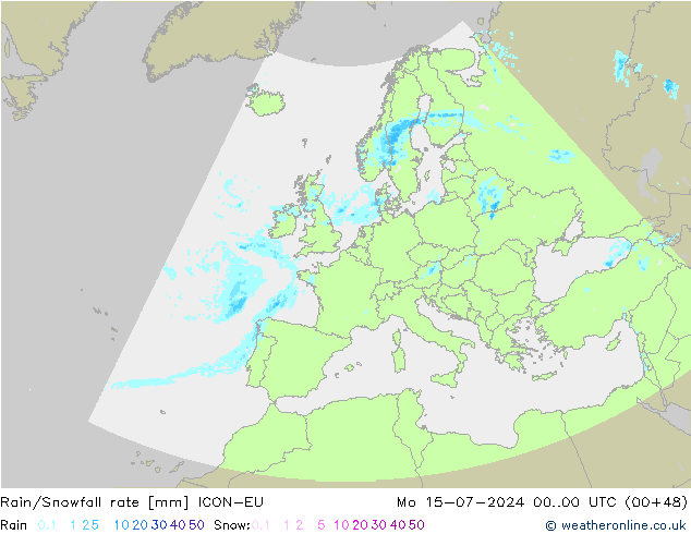 Regen/Sneeuwval ICON-EU ma 15.07.2024 00 UTC