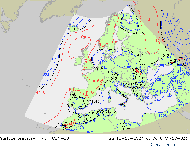 Luchtdruk (Grond) ICON-EU za 13.07.2024 03 UTC