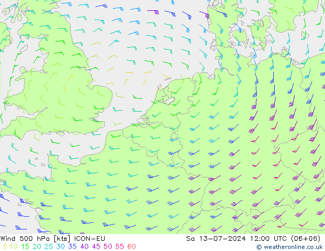 风 500 hPa ICON-EU 星期六 13.07.2024 12 UTC