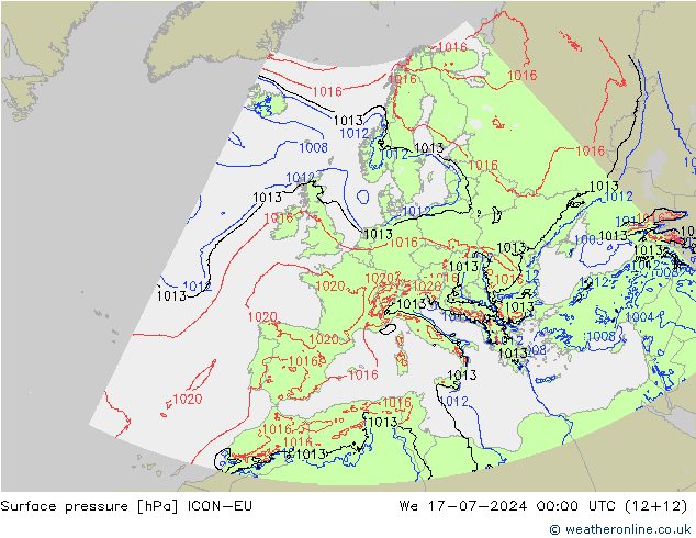 地面气压 ICON-EU 星期三 17.07.2024 00 UTC