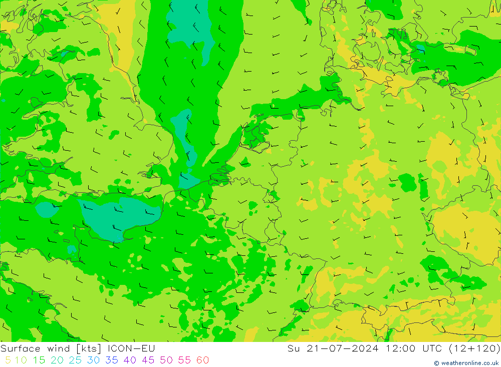 风 10 米 ICON-EU 星期日 21.07.2024 12 UTC