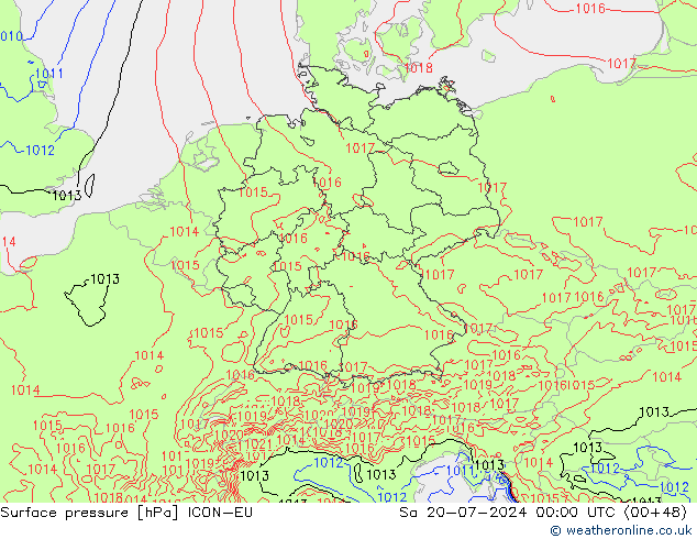 Luchtdruk (Grond) ICON-EU za 20.07.2024 00 UTC