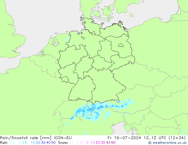 Regen/Sneeuwval ICON-EU vr 19.07.2024 12 UTC