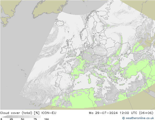 Bewolking (Totaal) ICON-EU ma 29.07.2024 12 UTC
