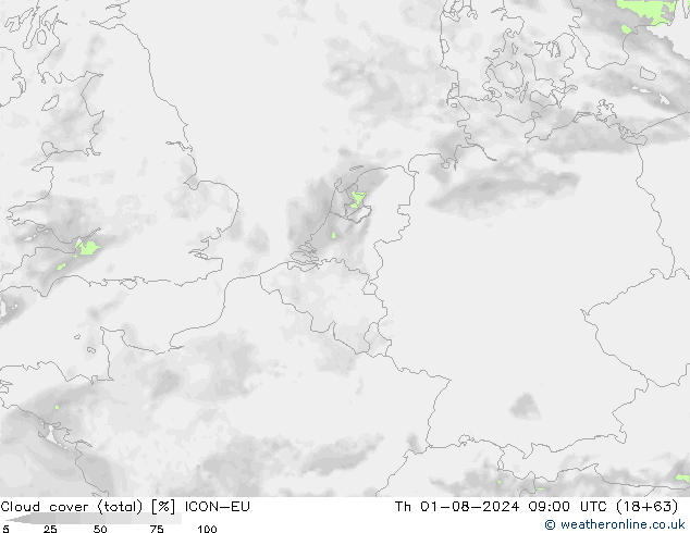 Bewolking (Totaal) ICON-EU do 01.08.2024 09 UTC