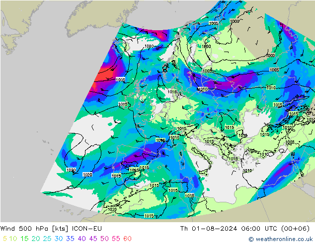 Wind 500 hPa ICON-EU do 01.08.2024 06 UTC