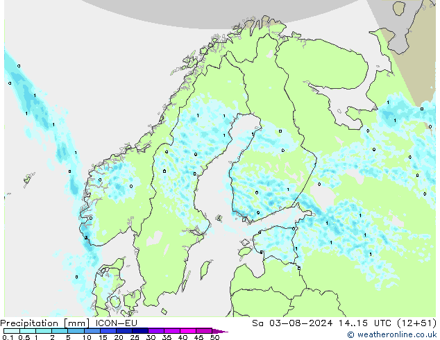降水 ICON-EU 星期六 03.08.2024 15 UTC