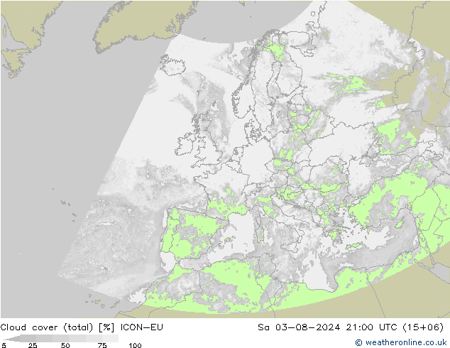 Bewolking (Totaal) ICON-EU za 03.08.2024 21 UTC