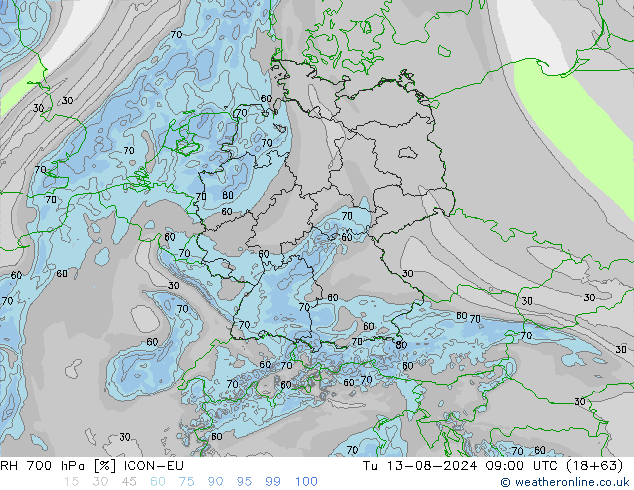 RV 700 hPa ICON-EU di 13.08.2024 09 UTC