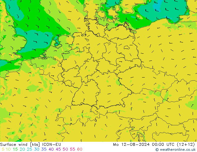 风 10 米 ICON-EU 星期一 12.08.2024 00 UTC