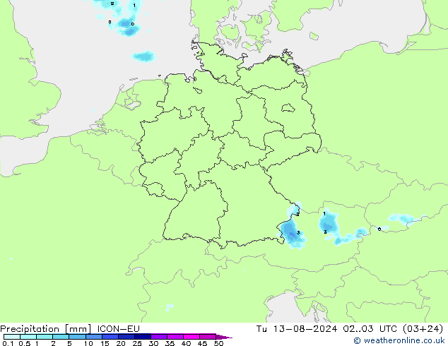 Neerslag ICON-EU di 13.08.2024 03 UTC