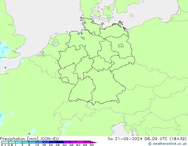 Precipitation ICON-EU Sa 21.09.2024 09 UTC